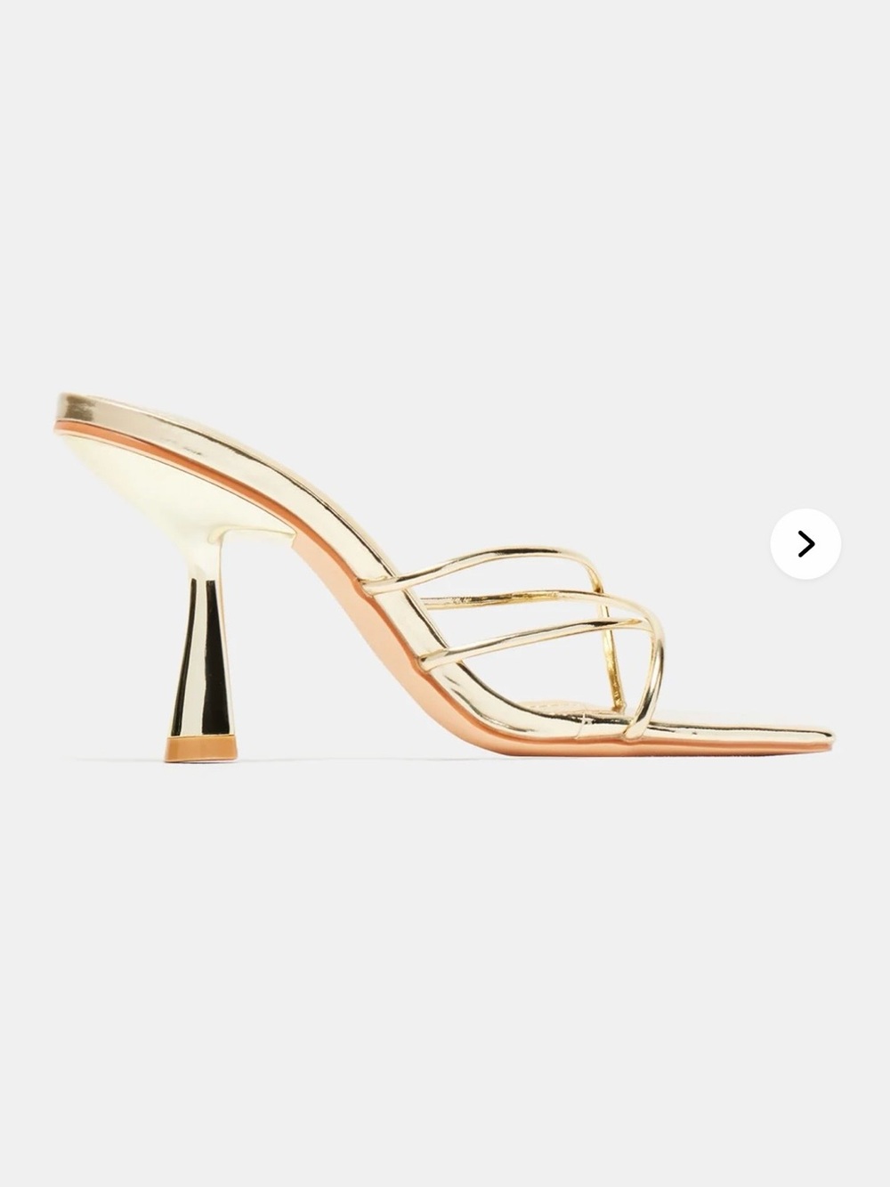 Fashion Nova Gold Metallic Strappy Stiletto Sandal